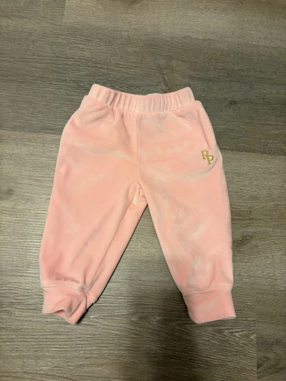 Posh peanut pink velour jogger pants 6-12 months